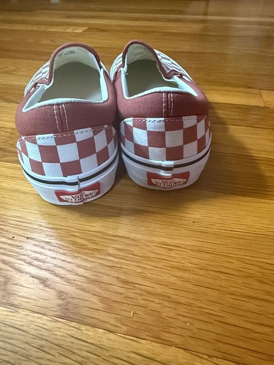 Vans Checkerboard Slip-On Sneakers in Brick/White - Picture 3 of 4